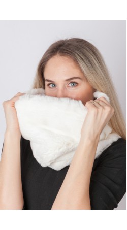 White rex rabbit fur neck warmer